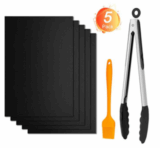 5er Pack Winzwon BBQ Grillmatten mit Pinsel und Grillzange für 4,99