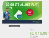 Monatlich kündbare MD 20 GB green LTE Allnet Flat für nur 15,99 Euro