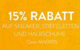 15% Rabatt auf Sneaker, Stiefeletten und Halbschuhe im Mirapodo Onlineshop
