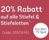 20% Rabatt auf alle Stiefel und Stiefeletten für Damen und Herren im Mirapodo Onlineshop