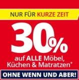 Möbel Höffner 30% Rabatt auf alle Möbel, Küchen und Matratzen + Versand kostenlos