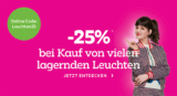 25% Rabatt auf ausgewählte Leuchten im Mömax Onlineshop