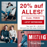 20% Rabatt auf das gesamte Sortiment im Mustang Onlineshop