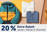 20% Rabatt auf alle Jacken, Mäntel und Oberteile im myToys Onlineshop