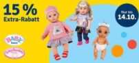 Nur noch heute: 15% Extrarabatt auf Babyborn und Baby Annabell Produkte bei MyToys