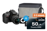 Spiegelreflex Nikon D3400 inkl. Tasche, 16GB SD + 50,- Euro Saturn-Gutschein nur 333,- Euro