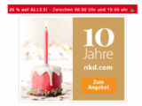 Nur heute von 8:00-10:00 Uhr: 20% auf Alles im NKD Onlineshop!