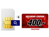 O2 Free L 20GB LTE nur 39,99 Euro monatlich – dazu noch 400,- Euro MediaMarkt-Gutschein