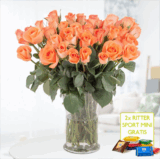 40 orange Rosen (40cm) + 2 gratis RitterSport Mini für nur 24,90 Euro inkl. Lieferung