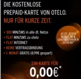 Kostenlose Otelo Propaid-Karte mit 300 Min/SMS und 300 MB Datenvolumen im 1. Monat gratis!