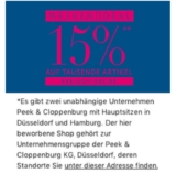 Nur bis 10:00 Uhr: 15% Gutscheincode auf tausende Artikel bei Peek & Cloppenburg*