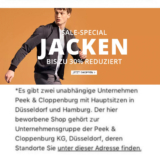 Bis zu 30% Rabatt auf viele ausgewählte Jacken bei Peek & Cloppenburg*