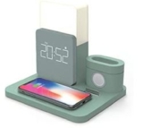 Kabellose ICARERSPACE 6-in-1 QI Ladestation mit 10W, Nachttischlampe und Wecker für 32,19€ statt 45,99€