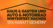 15% Rabatt auf verschiedene Produkte aus den Kategorien Haus & Hof, Auto & Motorrad sowie Garten im Rakuten Onlineshop