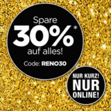 30% Rabatt auf das gesamte Sortiment im RENO Onlineshop