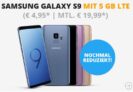 o2 Blue All-in M 5 GB für nur 19,99 Euro monatlich + Samsung Galaxy S9 für einmalig 4,95 Euro