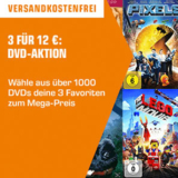 3 für 12,- Euro Angebot auf rund 1000 verschiedenen DVDs bei Saturn