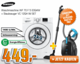 [SATURN SUPER SUNDAY] Doppelpack für den Haushalt: Samsung Waschmaschine WF70F5E0Q4W/EG plus Staubsauger VC12QHNDCBB für nur 449,- Euro inkl. Versand!