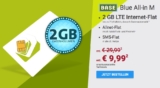 BASE Blue All-in M mit 2GB Datenvolumen, Allnet- und SMS-Flat nur 9,99 Euro monatlich