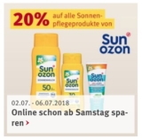 20% Rabatt auf alle Sonnenpflege-Produkte von Sunozon bei Rossmann