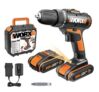 WORX WX101.1 Akku Bohrschrauber 20V mit 2 Li-Ion Akkus, Ladegerät und Koffer für 94,99€