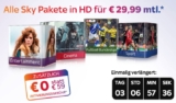 Letzter Tag! Sky Komplett Paket mit Entertainment und allen Premium-Paketen (Cinema, Sport und Bundesliga) inkl. HD nur 29,99 Euro mtl.