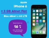 Blau Allnet L mit 3GB Daten für mtl. 16,99 Euro + Apple iPhone 6 für nur einmalig 1,- Euro