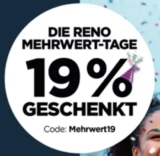 19% Rabatt auf das gesamte Sortiment beim Kauf von mindestens 2 Paar Schuhen bei Reno – auch auf bereits reduzierte Ware!