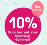 Nur heute! 10% Rabatt auf die Kategorie Spielzeug im Babymarkt Onlineshop