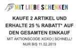 25% Rabatt auf den gesamten Einkauf beim Kauf von 2 nicht reduzierten Artikeln im Fossil Onlineshop