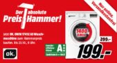 OK. OWM 17412 A3 Waschmaschine (7 kg, 1400 U/Min., A+++) für nur 199,- Euro inkl. Versand
