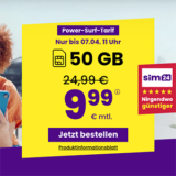 Sim24 Allnet Flat (bis 50 Mbit/s) – z.B. 50 GB Allnet Tarif für nur 9,99€ mtl. oder Unlimited für mtl. 14,99€