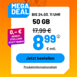Die Sim.de Allnet Flat – z.B. 50 GB Allnet Tarif für 8,99€ mtl. oder Unlimited für 14,99€ mtl.