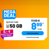 Die Sim.de Allnet Flat – z.B. 50 GB Allnet Tarif für 8,99€ mtl. oder Unlimited für 14,99€ mtl.