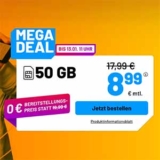 Die Sim.de Allnet Flat – z.B. 50 GB Allnet Tarif für 8,99€ mtl. oder Unlimited für 14,99€ mtl.