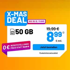 Die Sim.de Allnet Flat – z.B. 50 GB Allnet Tarif für 8,99€ mtl. oder Unlimited für 19,99€ mtl.