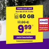 Sim24 Allnet Flat (bis 50 Mbit/s) – z.B. 60 GB Allnet Tarif für nur 9,99€ mtl. oder Unlimited für mtl. 14,99€