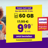 Sim24 Allnet Flat (bis 50 Mbit/s) – z.B. 60 GB Allnet Tarif für nur 9,99€ mtl. oder Unlimited für mtl. 19,99€