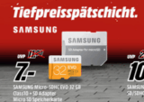 Media Markt Tiefpreisspätschicht: Verschiedene Samsung Speicherkarten ab 7,- Euro