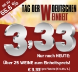 Der große 3,33 Euro Tag bei Weinvorteil: Über 25 Weine für je 3,33 Euro pro Flasche!