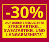 30% Rabatt auf bereits reduzierte Langarmshirts, Strick- und Sweatartikel im Takko Onlineshop
