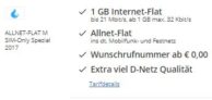 Verschiedene günstige Sparhandy Tarife z.B. ALLNET-FLAT (1GB Internet Flat, Allnet Flat, Wunschrufnummer) nur mtl. 6,90 Euro