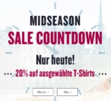 Nur heute: 20% Rabatt auf ausgewählte T-Shirts im Midseason Sale Countdown bei Tom Tailor