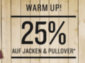 25% Rabatt auf alle Jacken und Pullover im Tom Tailor Onlineshop