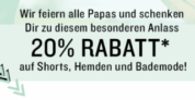 20% Rabatt auf Shorts, Hemden und Bademode zum Vatertag im Tom Tailor Onlineshop