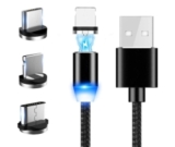 Rantoloys 2m 3-in1 Maget-Datenkabel für MicroUSB, USB C und Lightning