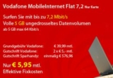 [SPARHANDY] Heute noch! Vodafone 7,2 MBit/s Datenflatrate mit 5GB Volumen für effektiv nur 7,20 Euro pro Monat!