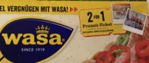 2 für 1 Freizeit-Ticket: WASA Knäckebrot kaufen & gratis Ticket für Freizeitparks, Tierparks, Erlebniscenter, Flusskreuzfahrten u.v.m. abstauben