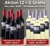 Nur heute: 6 Flaschen Rot- oder Weißwein gratis beim Kauf von 12 Flaschen