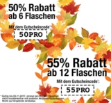 Weinvorteil mit 50% Rabatt auf Bestellungen ab 6 Flaschen und 55% Rabatt ab 12 Flaschen
